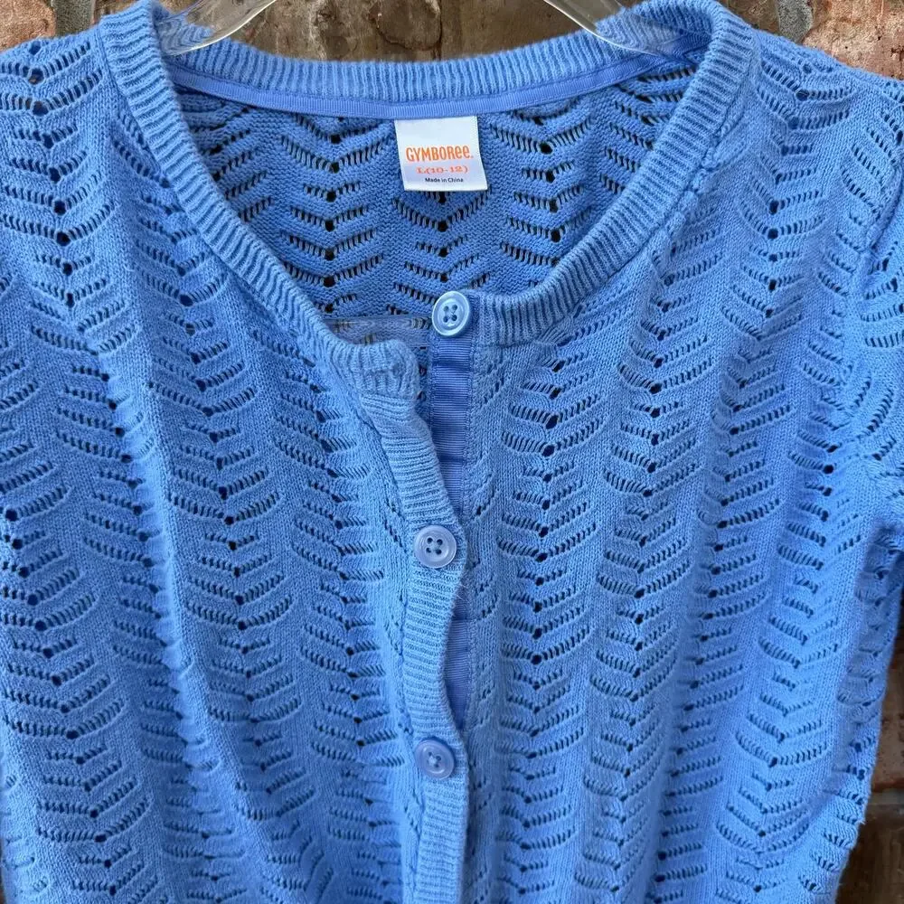 Gymboree Size Large 10 12 Blue Loose Knit Cardigan Blue Preppy Casual